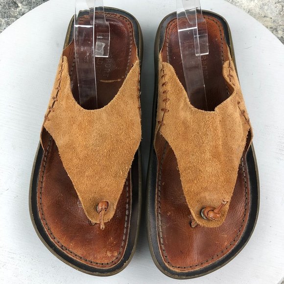 DONALD J PLINER Sport Men's 13M Moro Brown Leather Moc Strap Thong Sandals ITALY - Picture 6 of 13